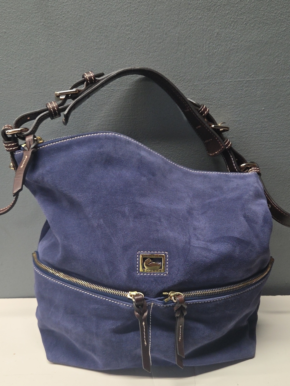 Dooney & Bourke Navy Blue Suede Shoulder Bag